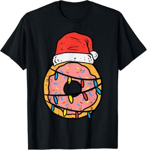 Christmas Donut Santa Cute Xmas Baking Baker Men Women Kids T-Shirt - T-Shirt | Black