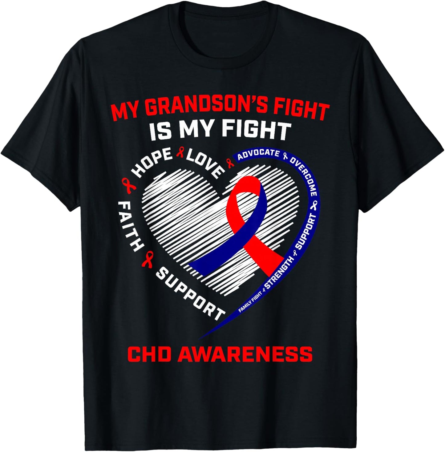 My Grandson's Fight is my Fight CHD Heart Disease Awareness T-Shirt - T-Shirt | Black