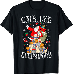 Cats For Everybody Ugly Christmas Cat Funny Xmas T-Shirt - T-Shirt | Black