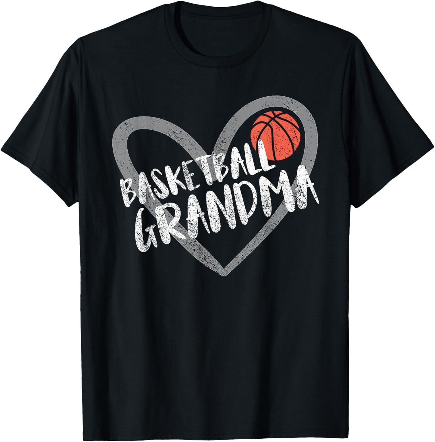 Basketball Grandma Heart T-Shirt - T-Shirt | Black