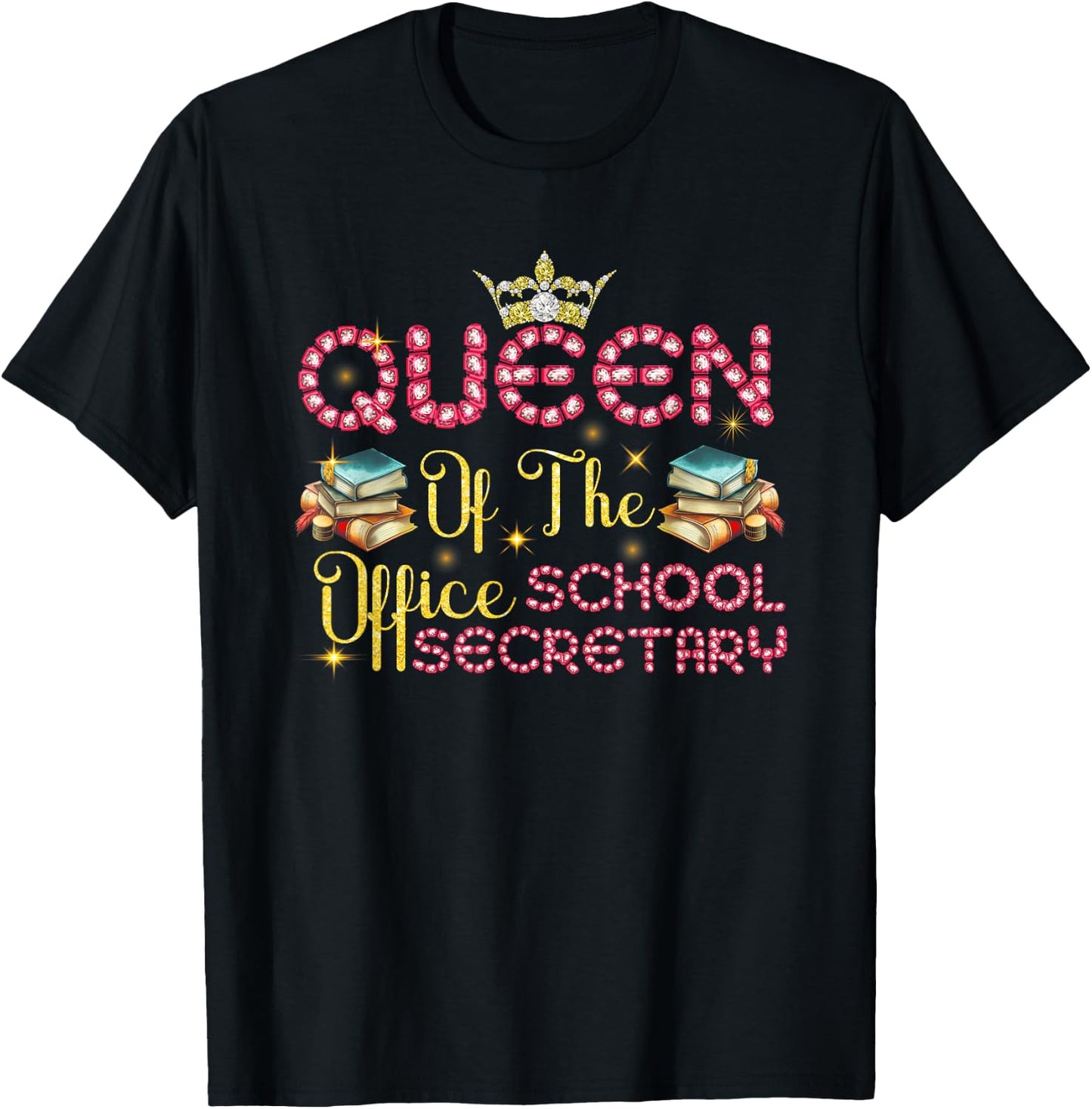 Women Queen of The Office School Secretary Administrative T-Shirt - T-Shirt | Black