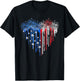 Firework Dripping Heart American Flag 4th Of July Patriotic T-Shirt - T-Shirt | Black