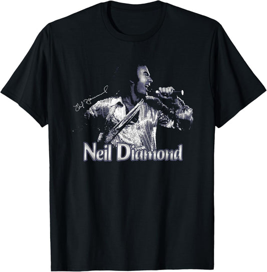 Official Neil Diamond Singing Photo T-Shirt - T-Shirt | Black