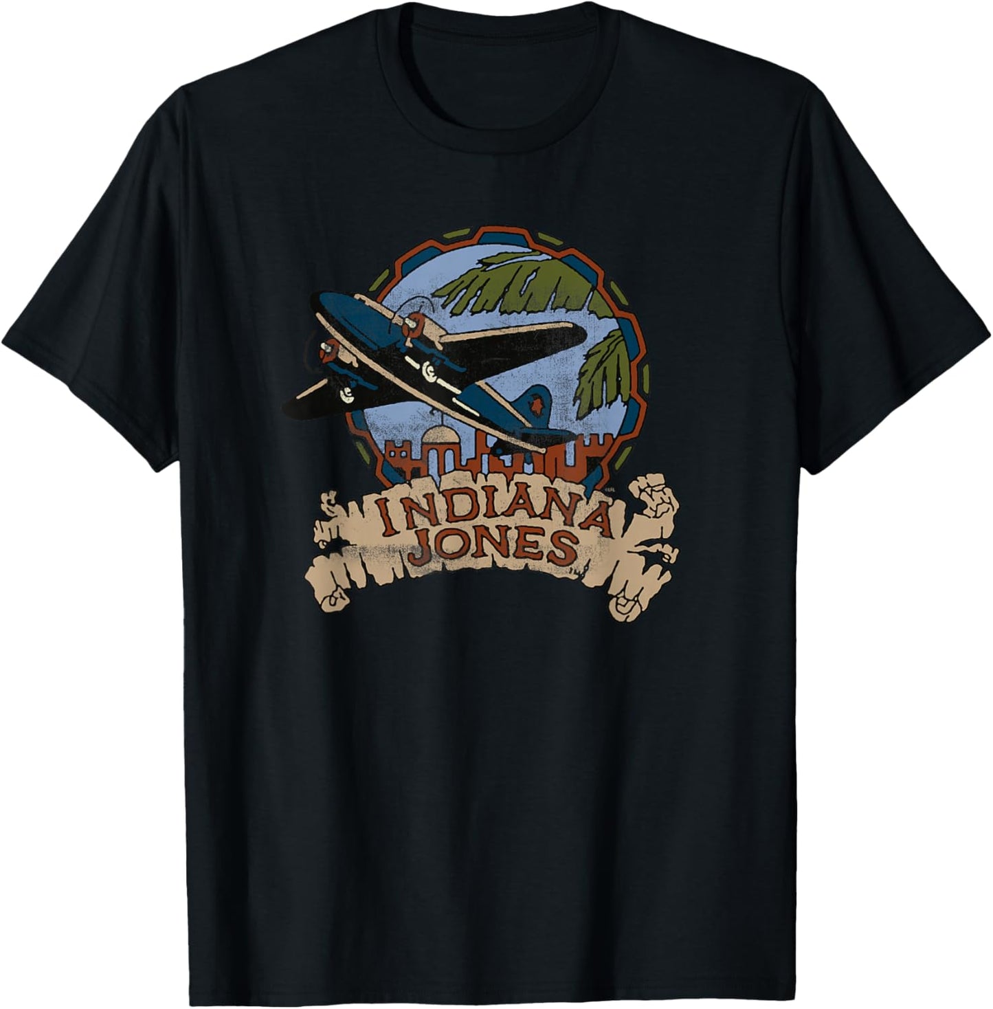 Lucasfilm Indiana Jones Adventure Plane Vintage Small T-Shirt - T-Shirt | Black