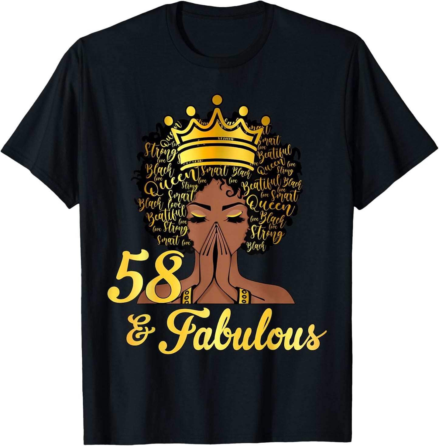 58 And Fabulous Happy 58th Birthday African American Women T-Shirt - T-Shirt | Black
