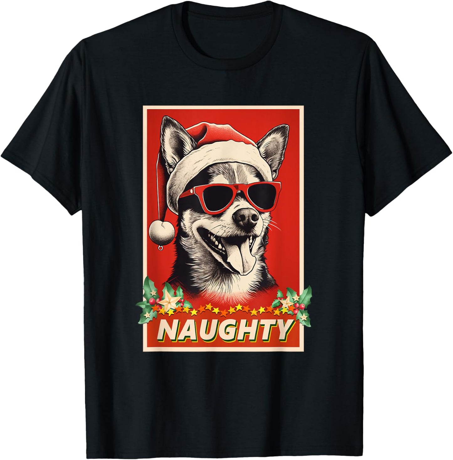 Funny Huskita Christmas Naughty Vintage T-Shirt - T-Shirt | Black