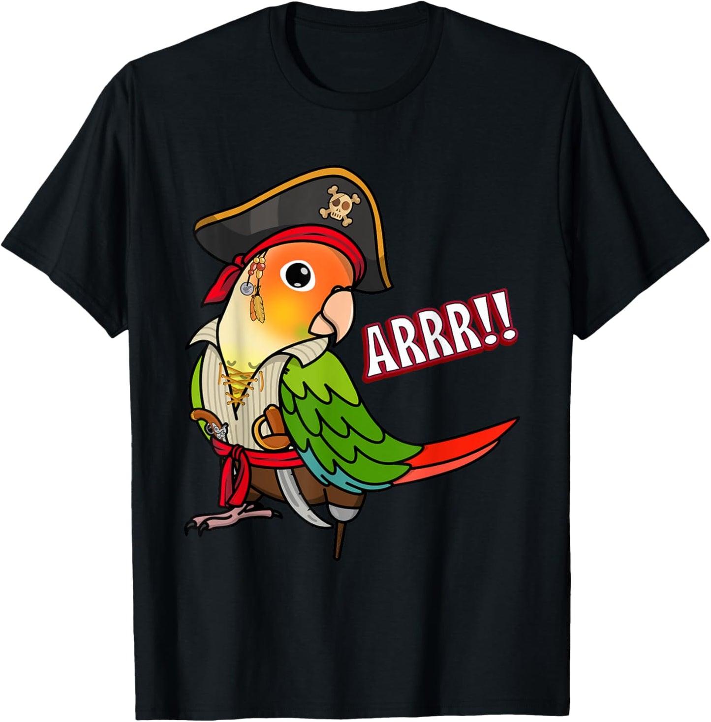 Pirate Parrot I Green Cheek Pineapple Conure T-Shirt - T-Shirt | Black