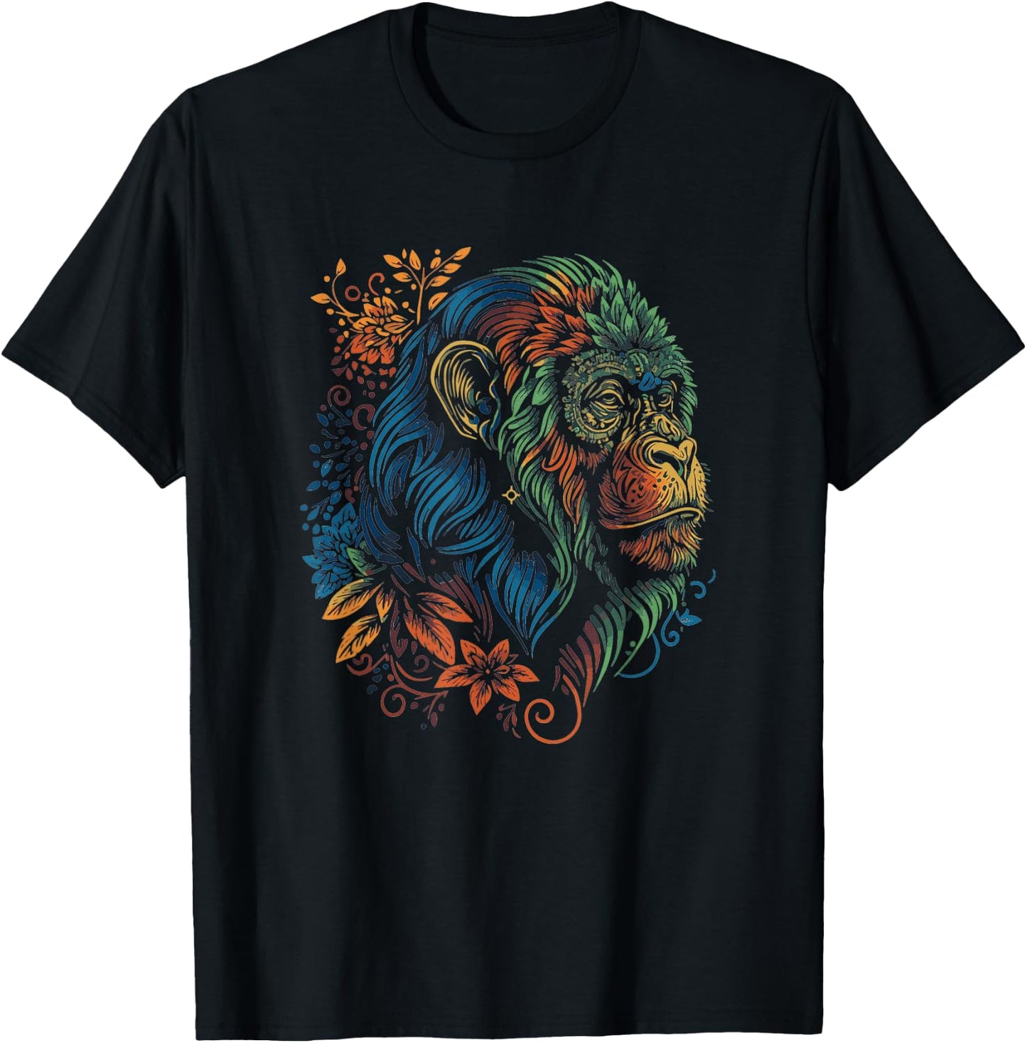 Artistic Abstract Howler Monkey Art Ape Lover Monkey T-Shirt - T-Shirt | Black