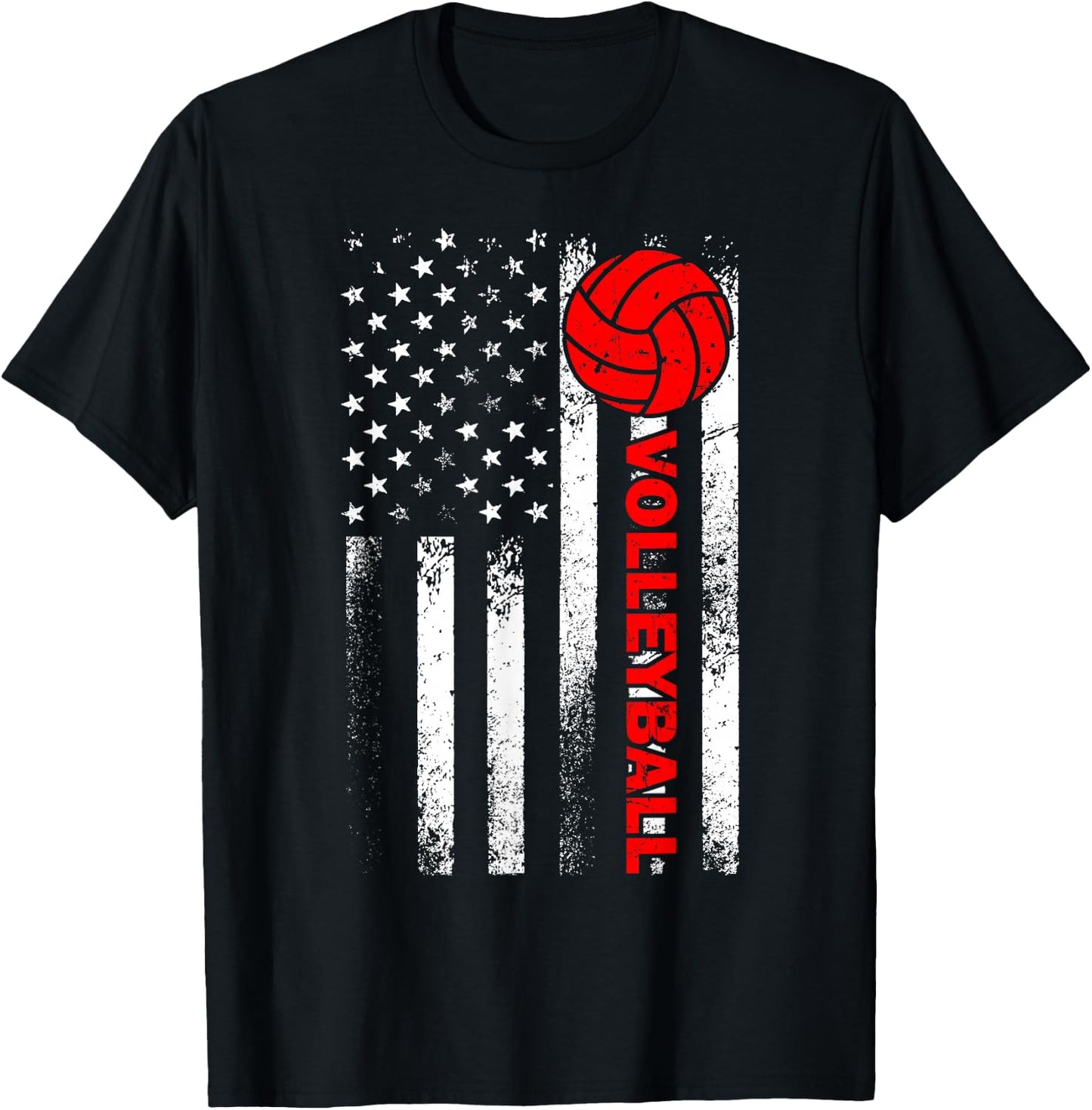 Funny Volleyball Design Women USA Patriotic Athlete T-Shirt - T-Shirt | Black