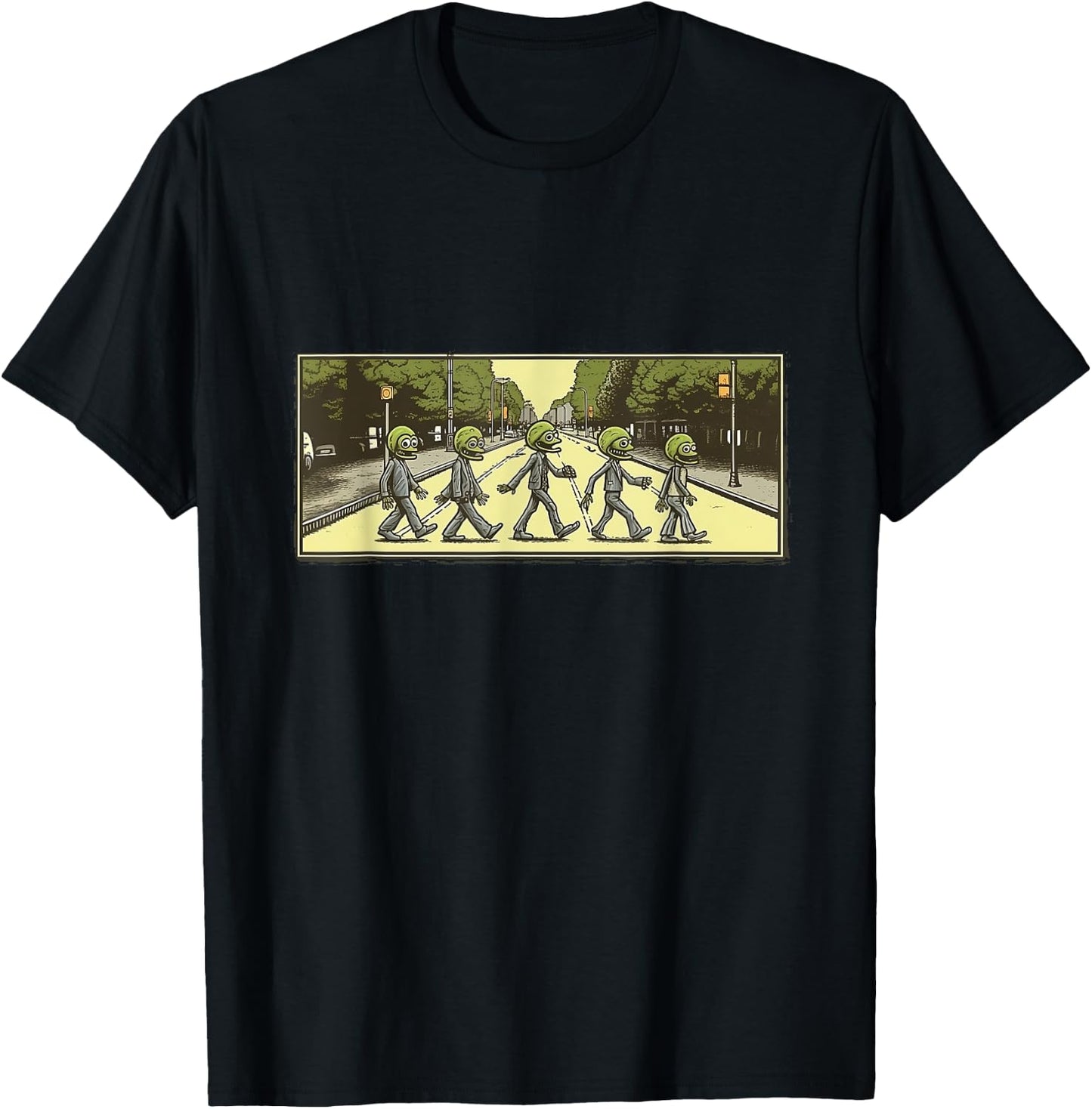 5 Aliens Crossing Abby Road T-Shirt - T-Shirt | Black
