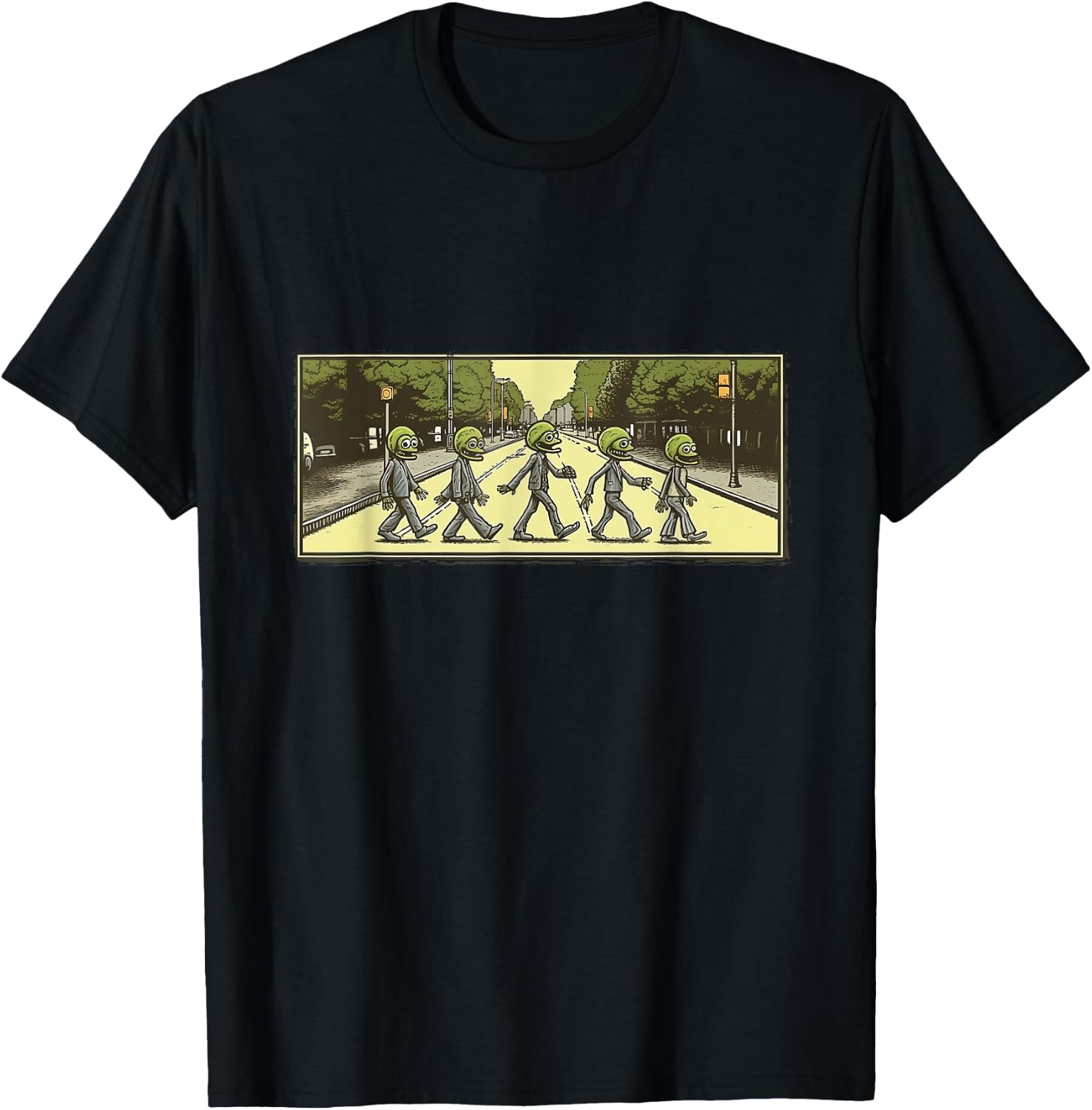 5 Aliens Crossing Abby Road T-Shirt - T-Shirt | Black