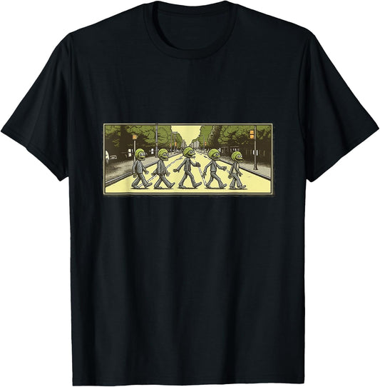 5 Aliens Crossing Abby Road T-Shirt - T-Shirt | Black