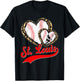 Vintage St. Louis Baseball Leopard Heart Baseball Fans T-Shirt - T-Shirt | Black