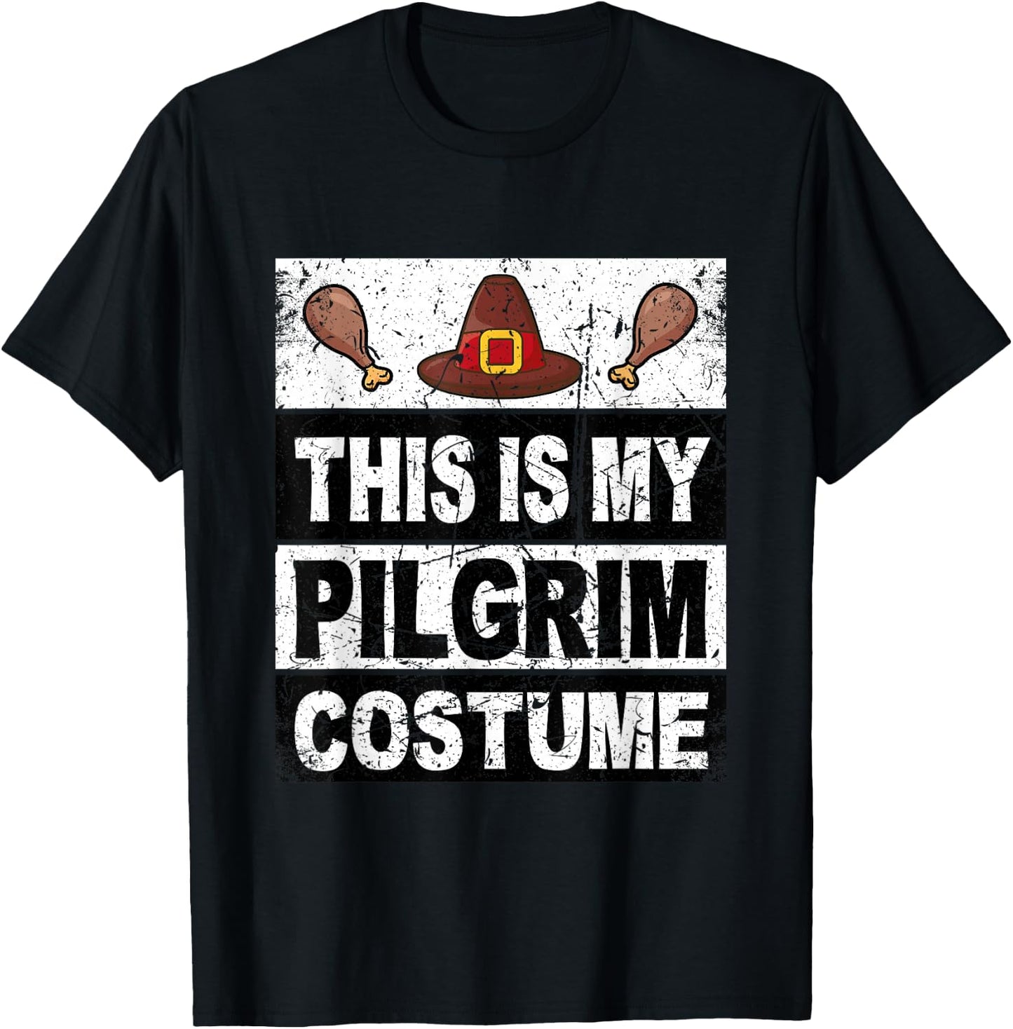 Retro Thanksgiving Shirt Pilgrim Costume Turkey Day Men Boys T-Shirt - T-Shirt | Black