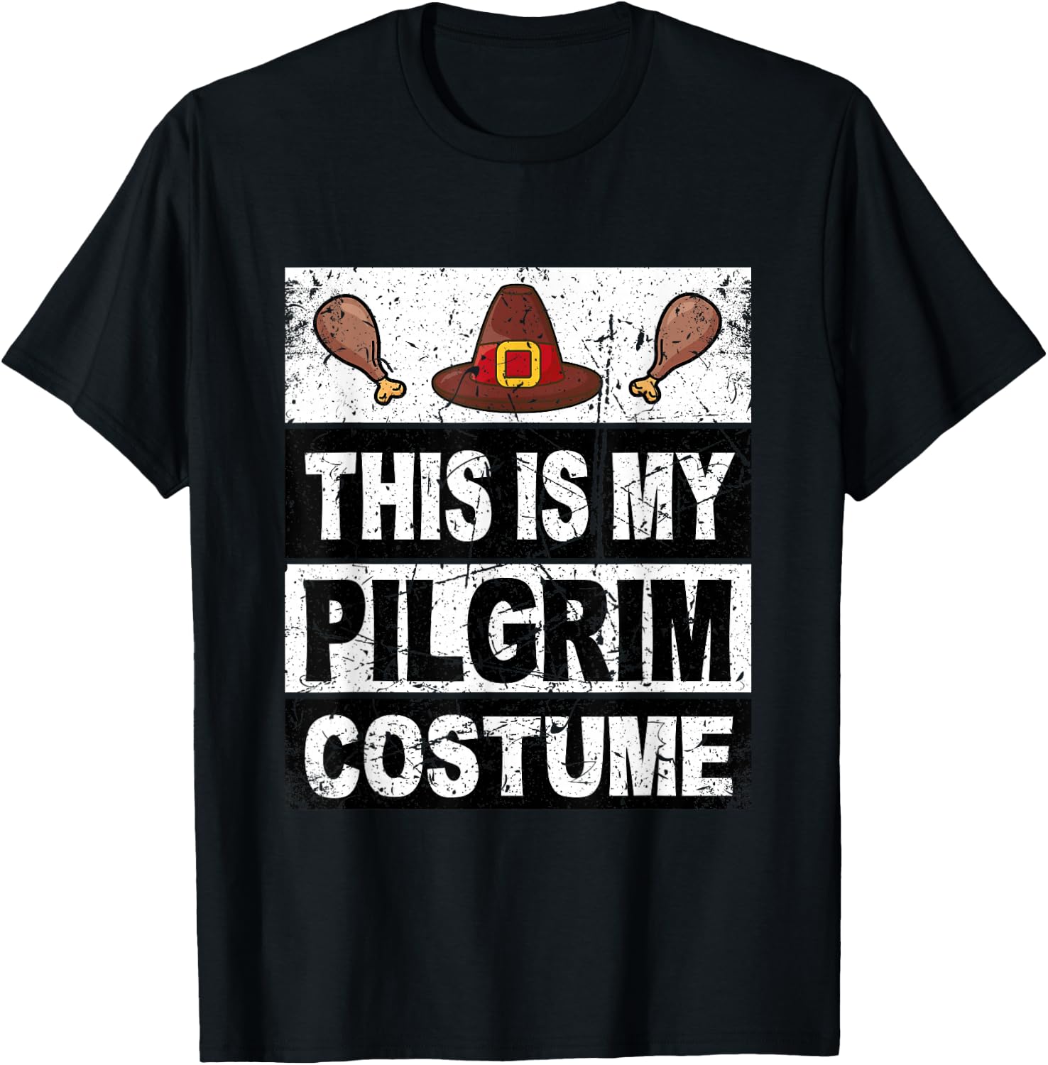 Retro Thanksgiving Shirt Pilgrim Costume Turkey Day Men Boys T-Shirt - T-Shirt | Black