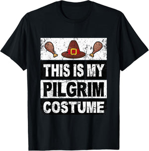 Retro Thanksgiving Shirt Pilgrim Costume Turkey Day Men Boys T-Shirt - T-Shirt | Black