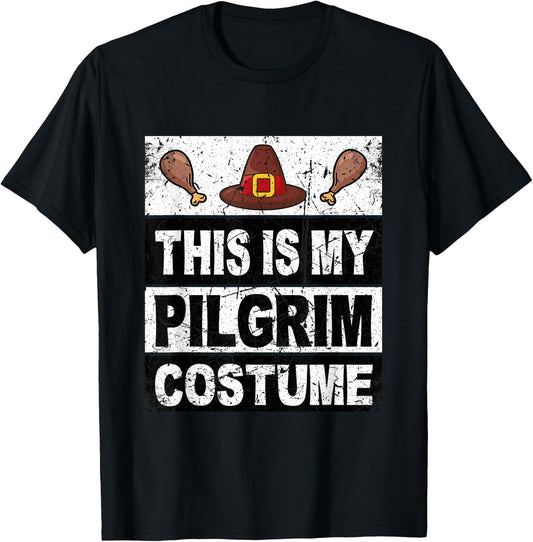 Retro Thanksgiving Shirt Pilgrim Costume Turkey Day Men Boys T-Shirt - T-Shirt | Black