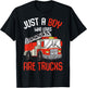 Just a Boy who loves Firetrucks Firefighter Fireman Kids T-Shirt - T-Shirt | Black
