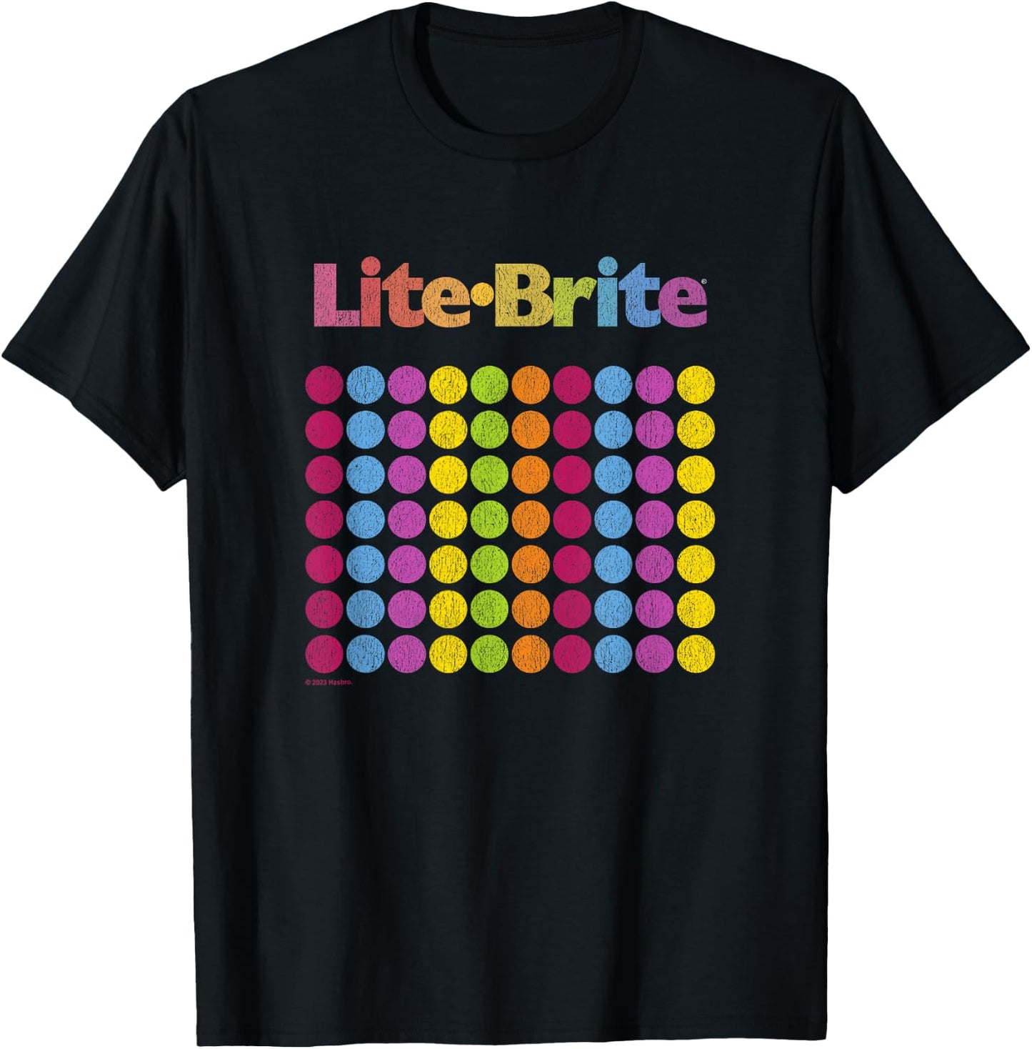 Lite-Brite Classic Toy Vintage Rainbow Dot Retro Grid Logo T-Shirt - T-Shirt | Black