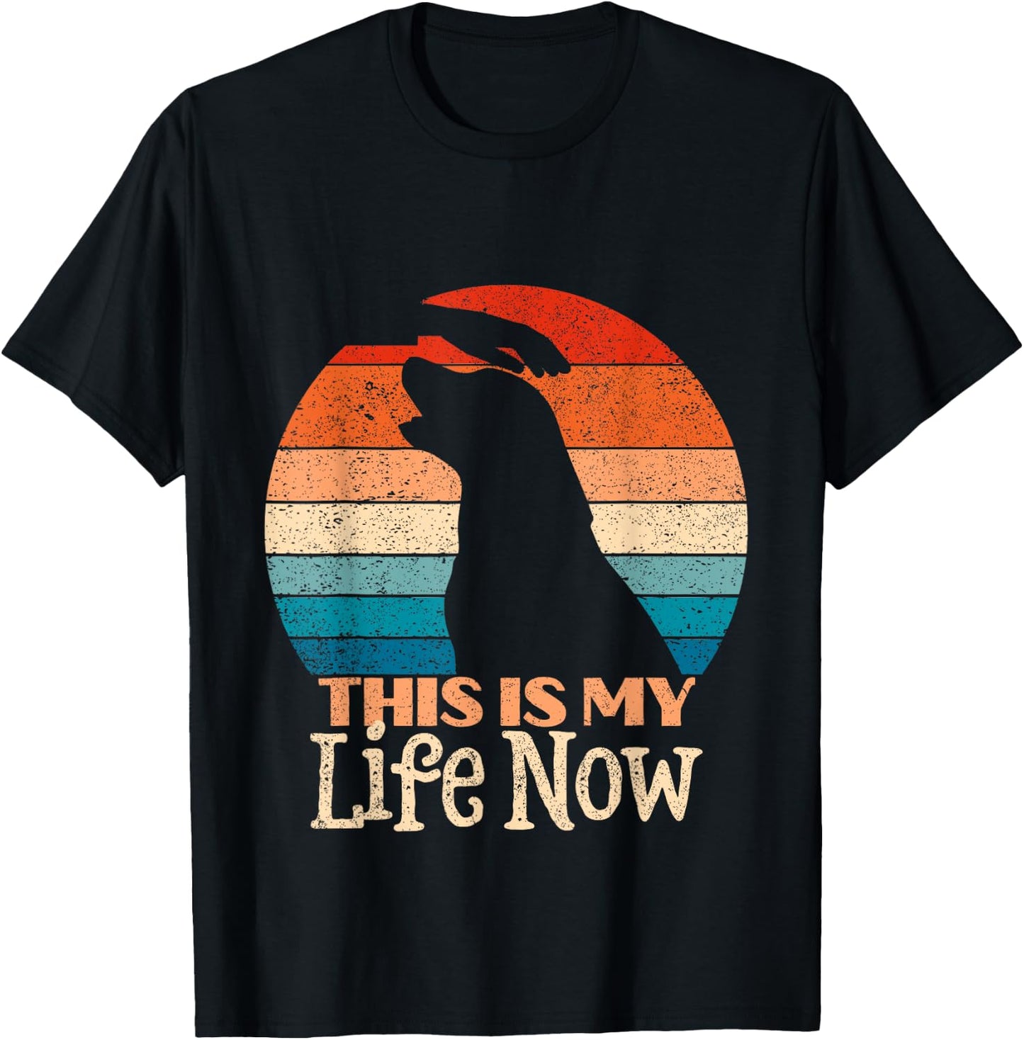 Distressed Retro Labrador Retriever This Is My Life Now T-Shirt - T-Shirt | Black