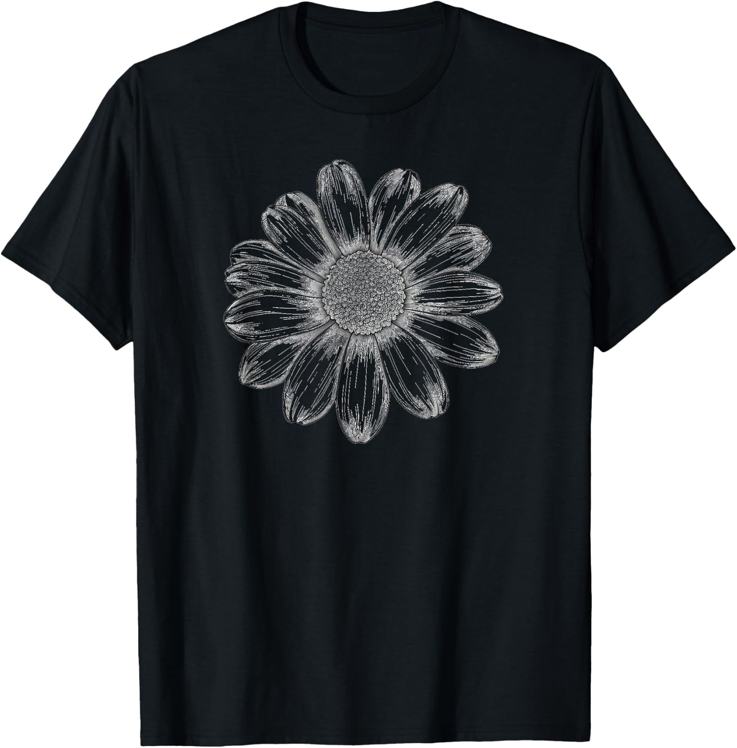 Daisy, Black and White Minimal Love Funny Flower Fashion T-Shirt - T-Shirt | Black