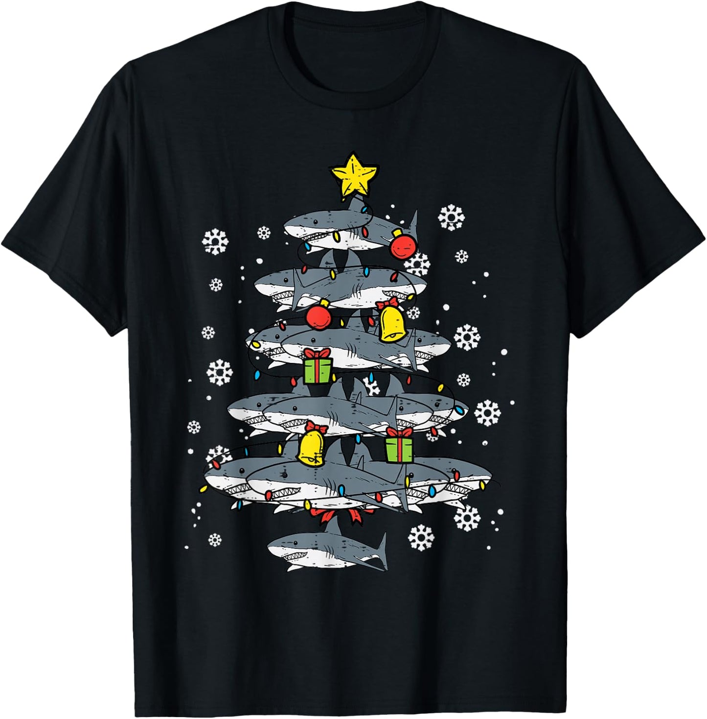 Sharks Christmas Tree Xmas Boys Toddler Kids Men Women Kids T-Shirt - T-Shirt | Black