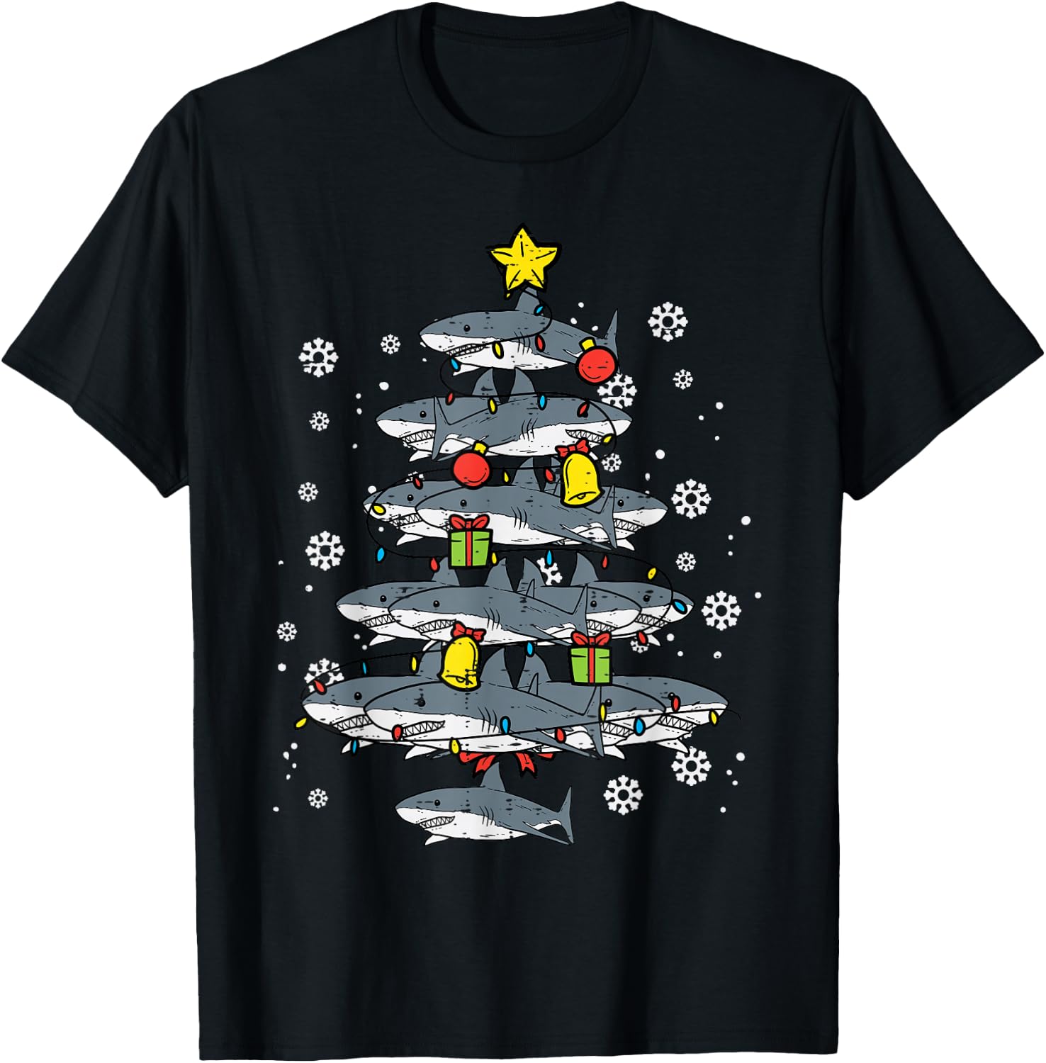 Sharks Christmas Tree Xmas Boys Toddler Kids Men Women Kids T-Shirt - T-Shirt | Black