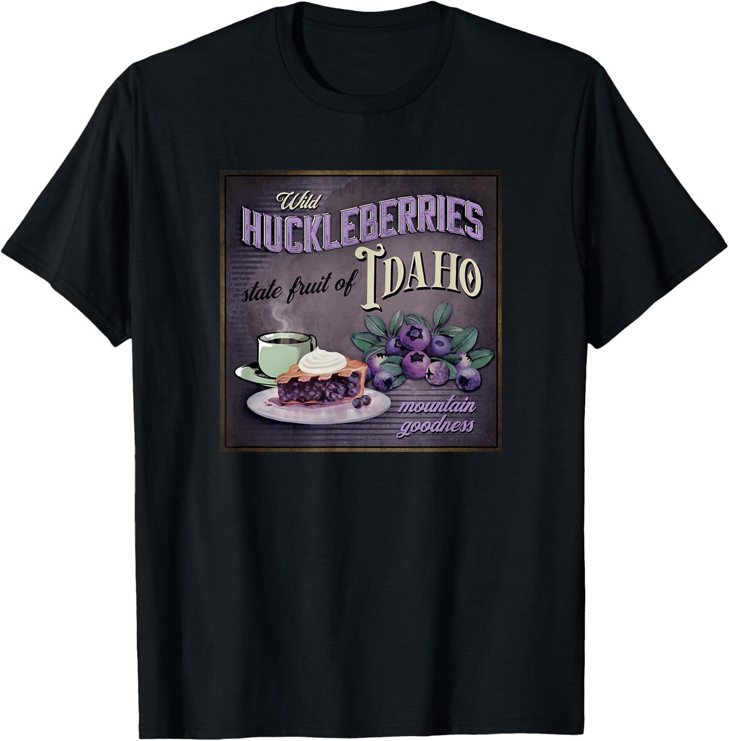 Vintage Idaho Huckleberry Huckleberries Novelty Souvenir T-Shirt - T-Shirt | Black