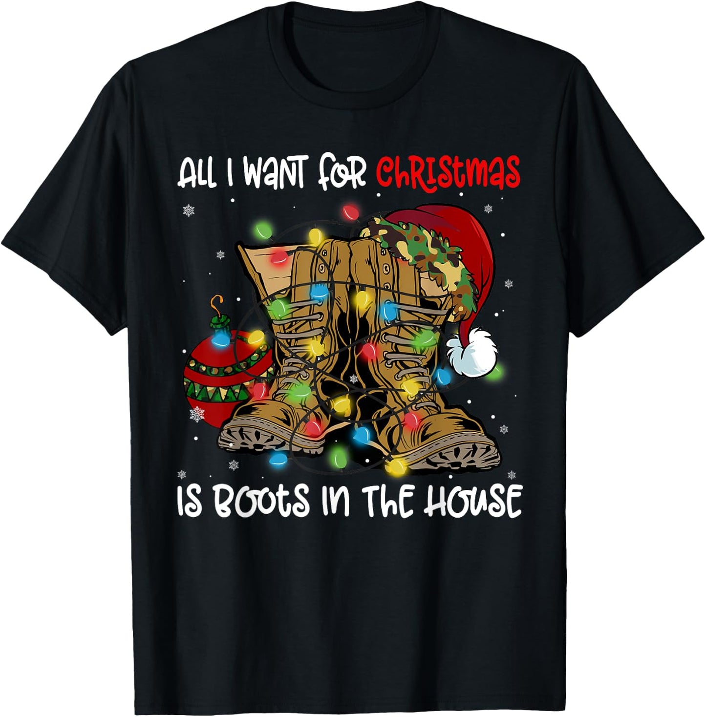 All I Want For Christmas Is Boots In The House Santa Hat T-Shirt - T-Shirt | Black