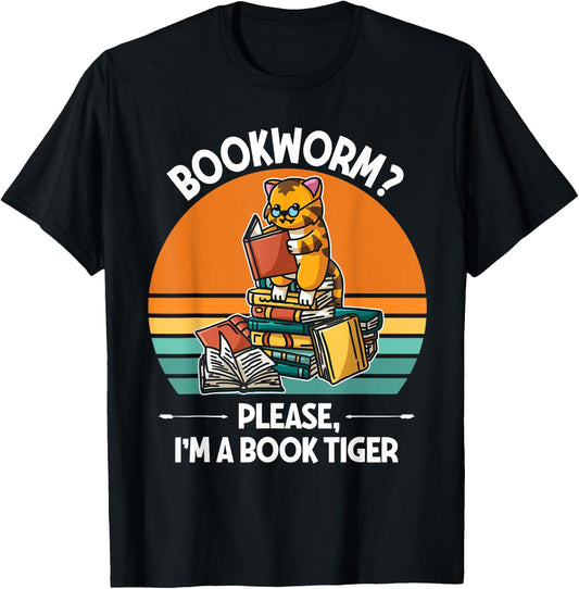 Bookworm Please I'm A Book Tiger T-Shirt - T-Shirt | Black