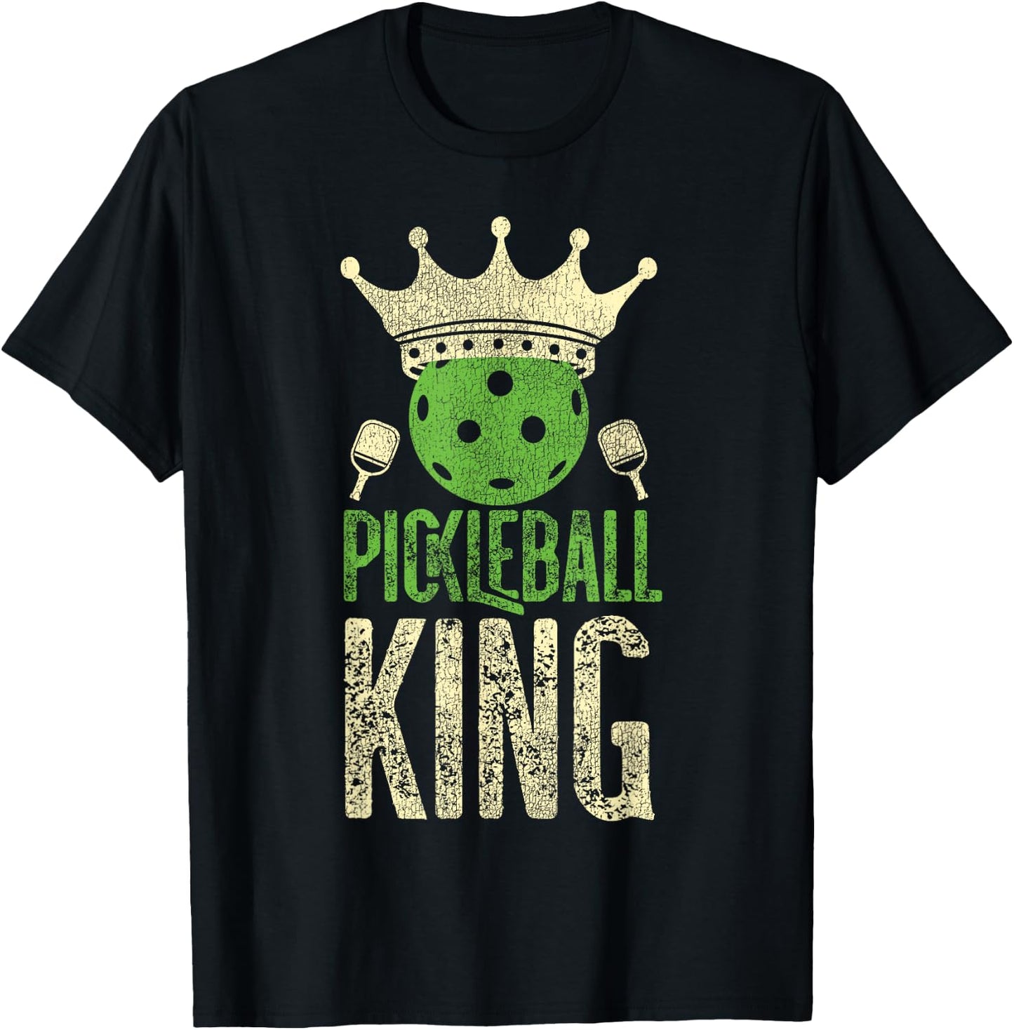 Pickleball Vintage Pickleball King T-Shirt - T-Shirt | Black