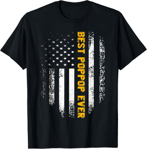 Vintage Best Poppop Ever American Flag Father's Day Gift T-Shirt - T-Shirt | Black