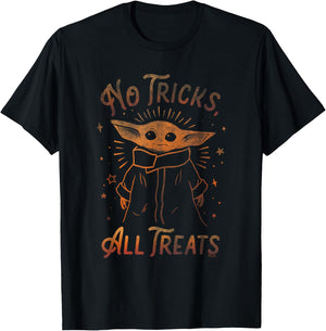 Star Wars: The Mandalorian Halloween All Treats Distressed T-Shirt - T-Shirt | Black