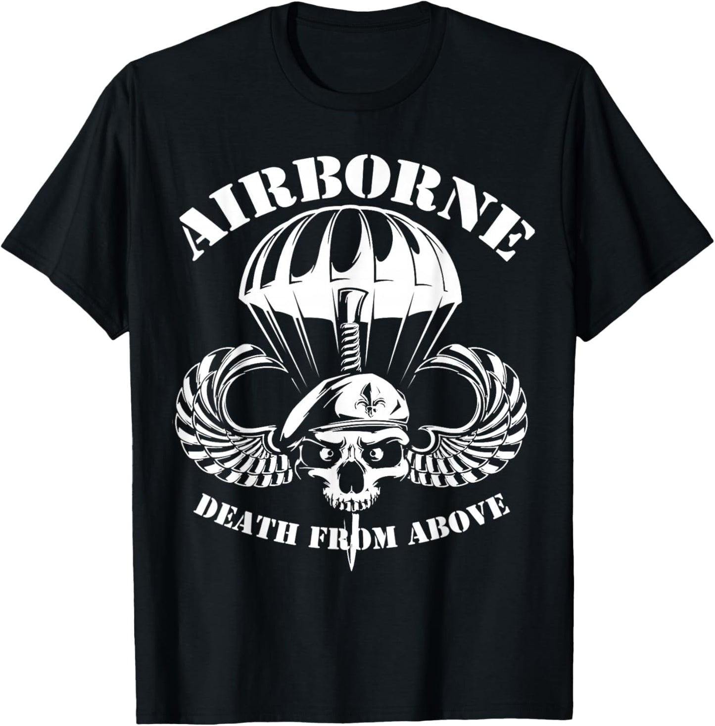 Death From Paratrooper Above US Airborne Division Veteran T-Shirt - T-Shirt | Black