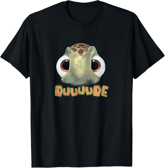 Disney Pixar Finding Nemo Duuuude Squirt Big Face Chest Logo T-Shirt - T-Shirt | Black