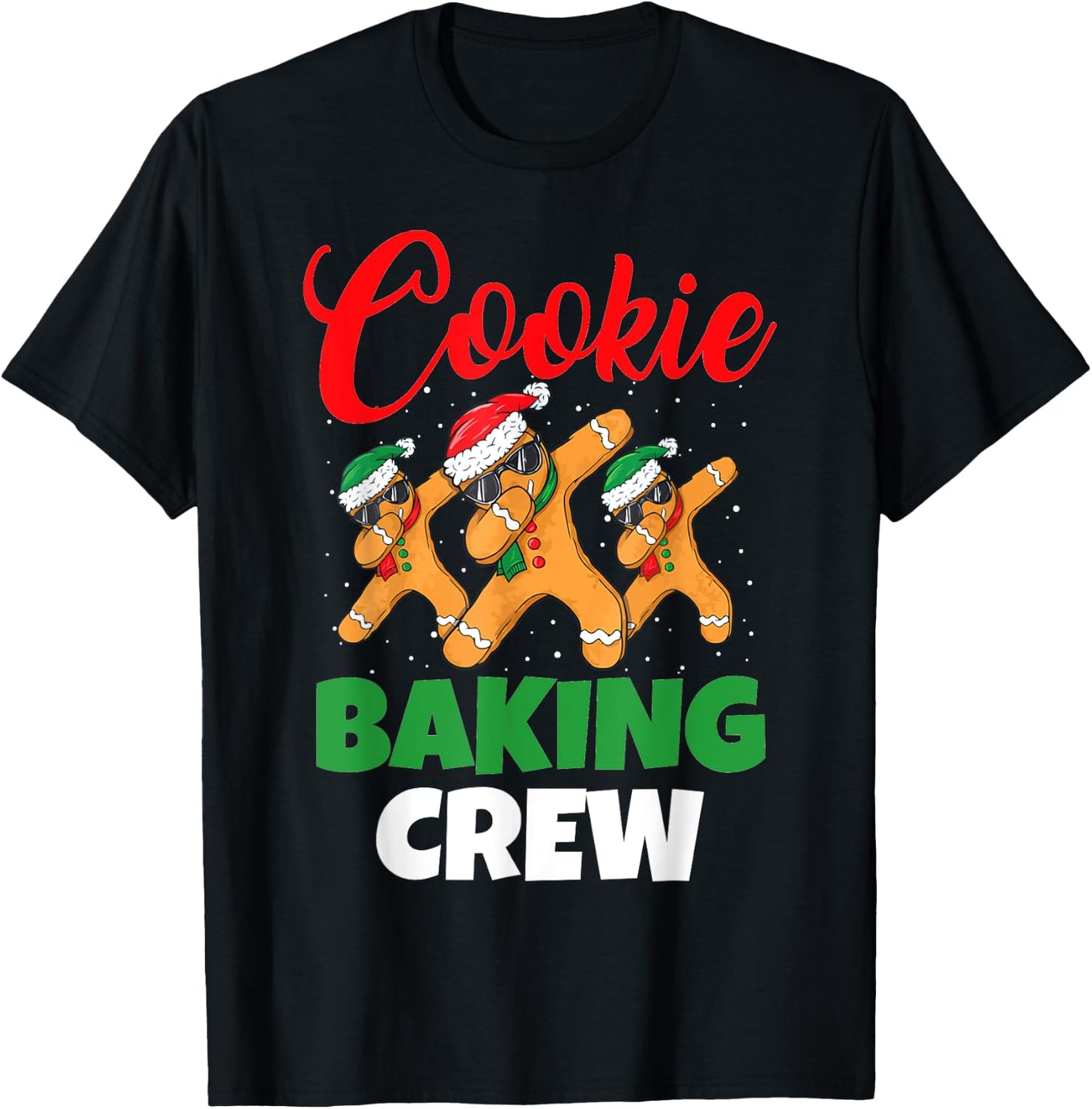 Cookie Baking Crew Dabbing Gingerbread Men Christmas Hats T-Shirt - T-Shirt | Black