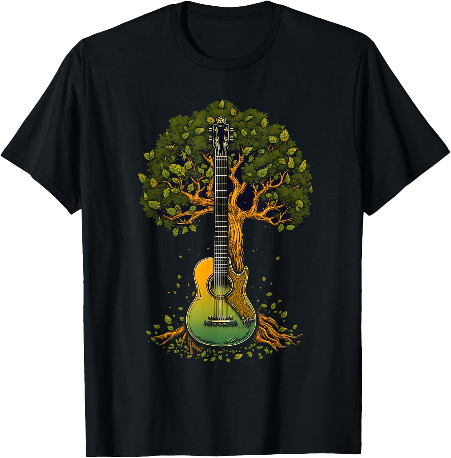 Guitar Tree of Life, Guitar Tree T-Shirt - T-Shirt | Black