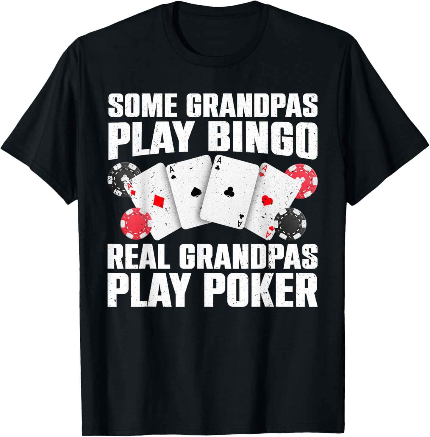Cool Poker Lover Art for Grandpa Men Casino Card Gambling Small T-Shirt - T-Shirt | Black