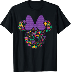 Disney Minnie Mouse Mardi Gras Carnival Holiday Icon T-Shirt - T-Shirt | Black