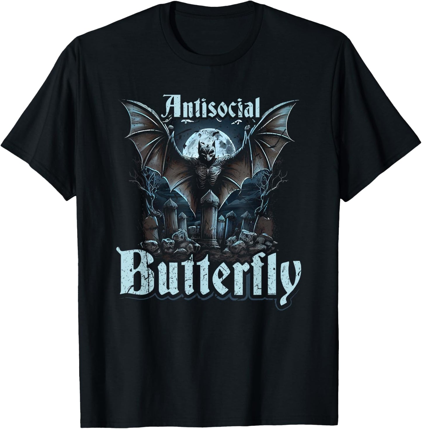 Antisocial Butterfly, Gothic Subculture Emo Bat Goth T-Shirt - T-Shirt | Black