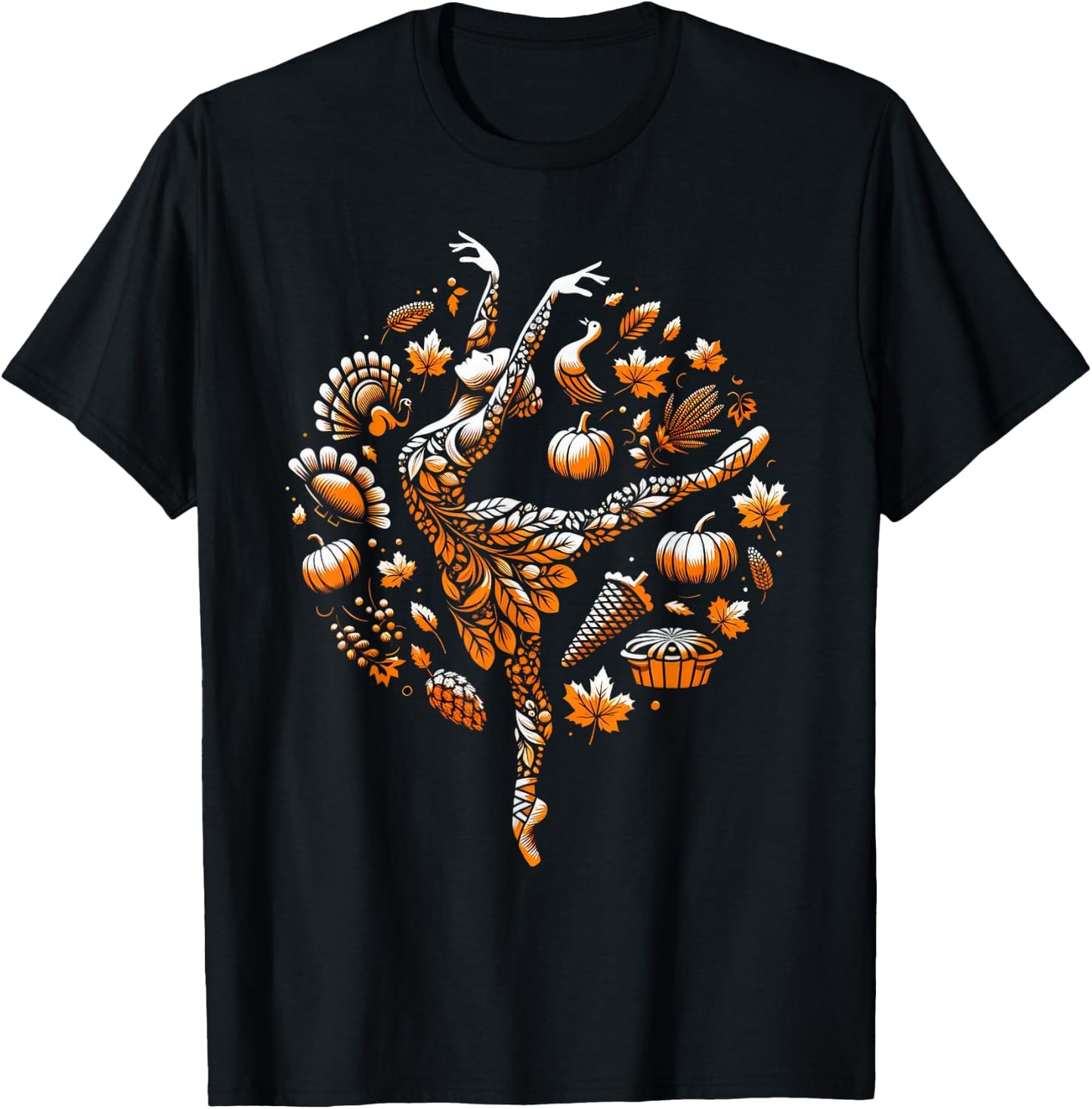 Girl Dancer Thanksgiving Turkey Day Ballet Dance - Ballerina T-Shirt - T-Shirt | Black