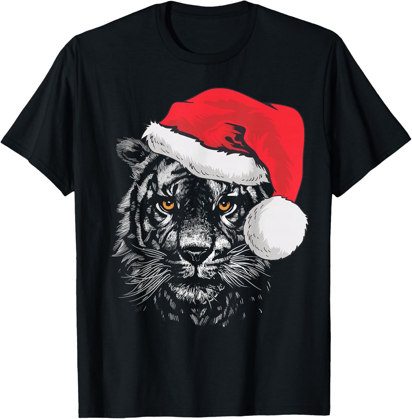 Tiger Shirts Men & Kids Tiger Santa Christmas 2025 T-Shirt - T-Shirt | Black