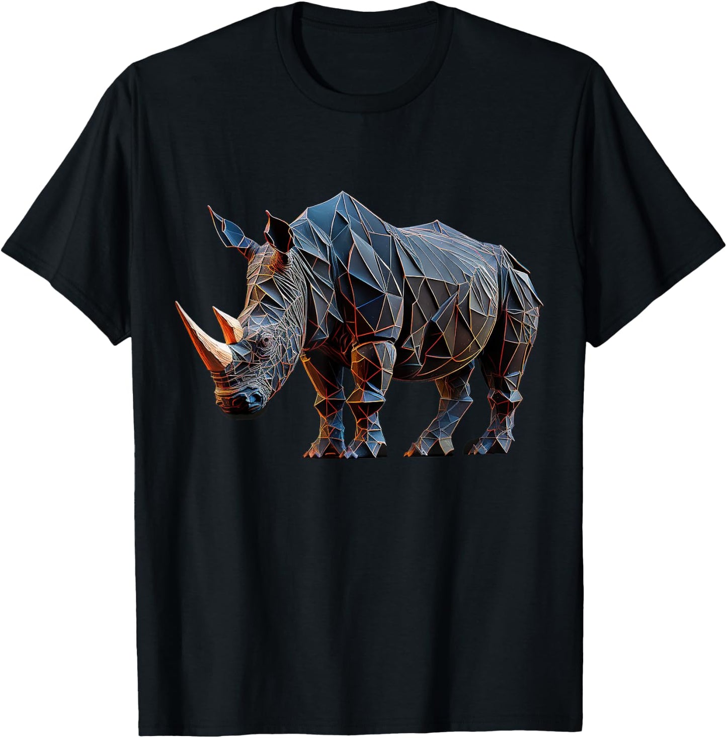 Rhino Art Polygon Animal Rhino T-Shirt - T-Shirt | Black