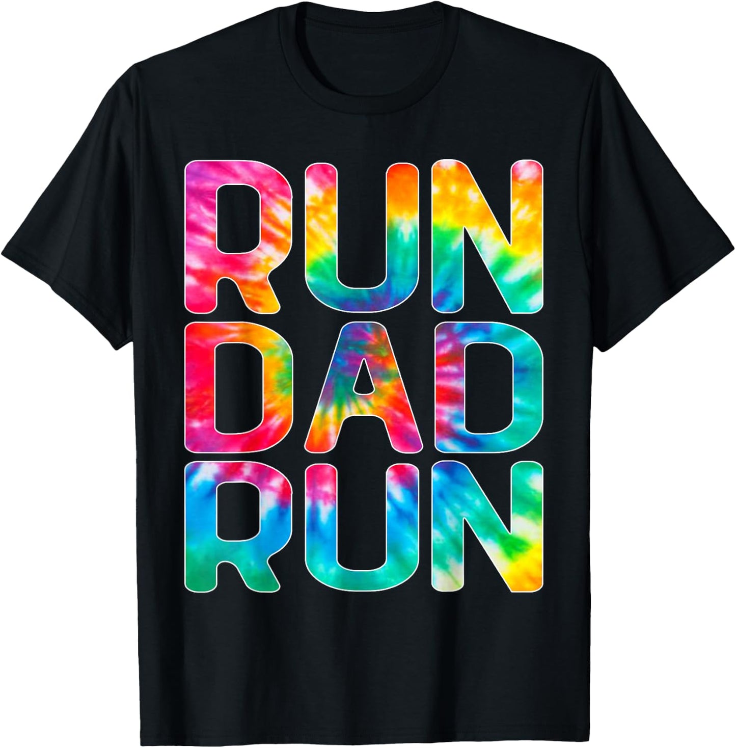 Run Dad Run Marathon Tie Dye Running Spectator T-Shirt - T-Shirt | Black