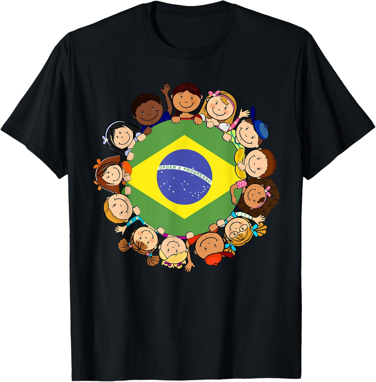 Brazil Flag Hispanic Heritage Month Brazilian Kids Boy Girl T-Shirt - T-Shirt | Black