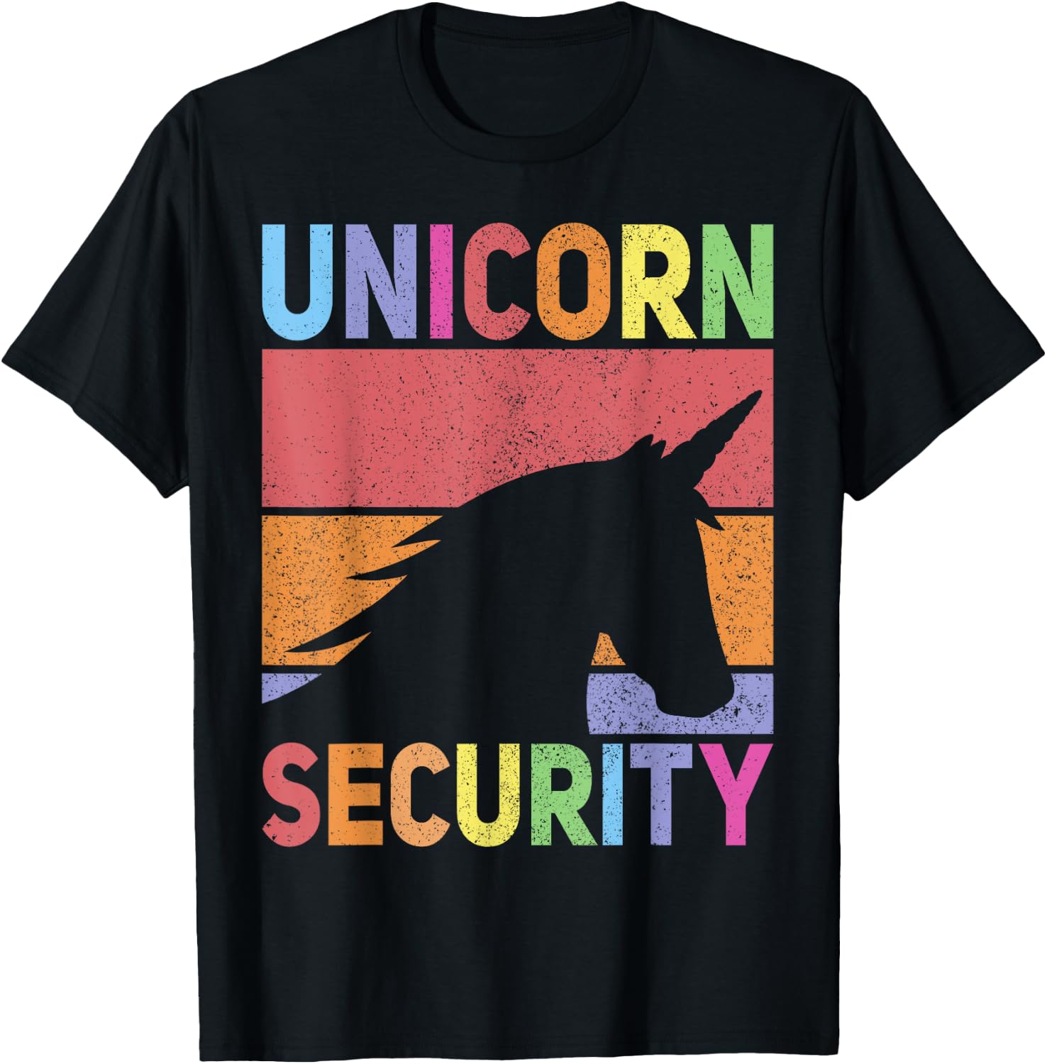 Unicorn Security Retro Unicorn Costume Men Women Unicorn T-Shirt - T-Shirt | Black