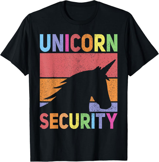 Unicorn Security Retro Unicorn Costume Men Women Unicorn T-Shirt - T-Shirt | Black