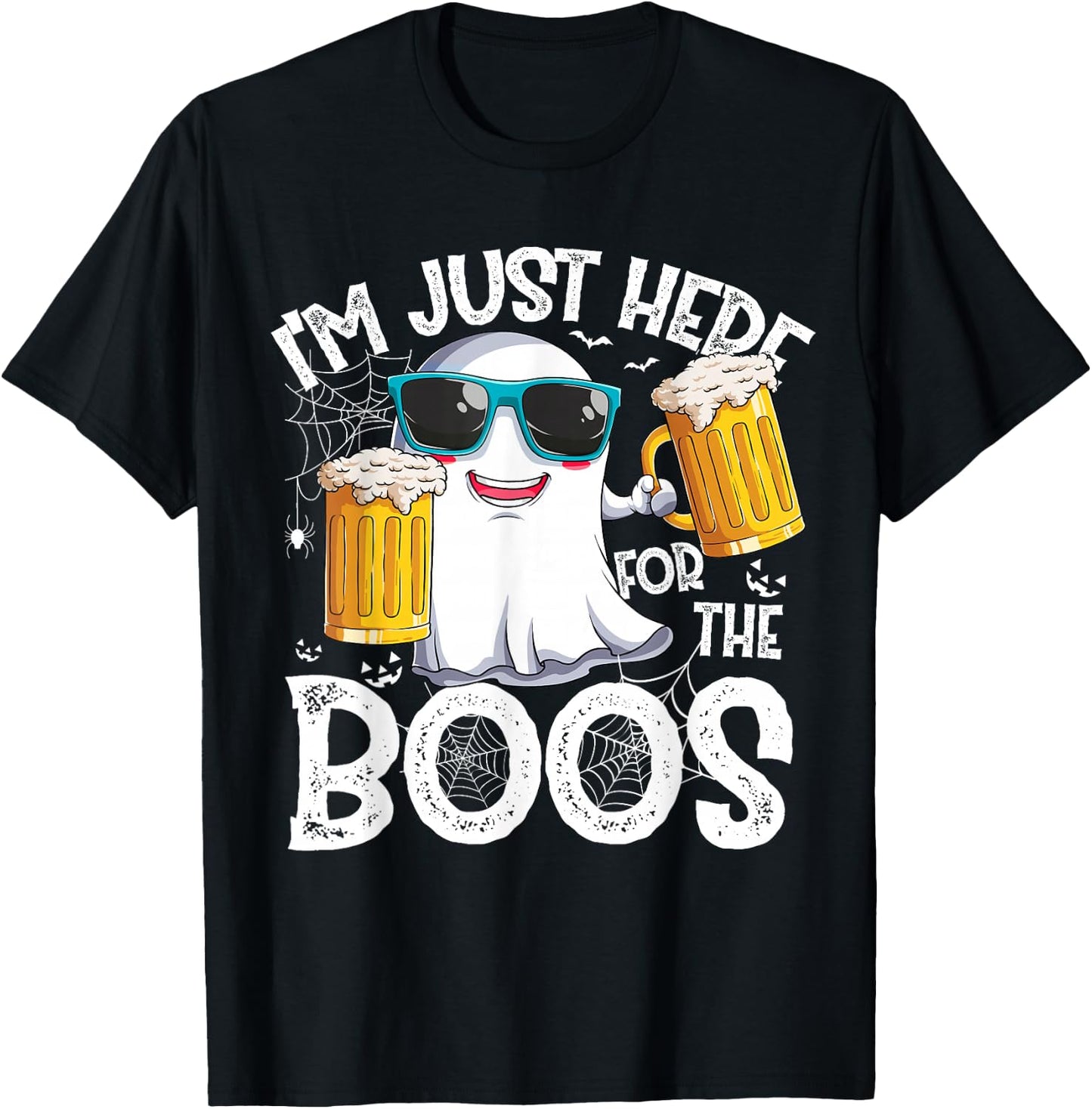 I'm Just Here For The Boos Funny Halloween Men Ghost T-Shirt - T-Shirt | Black