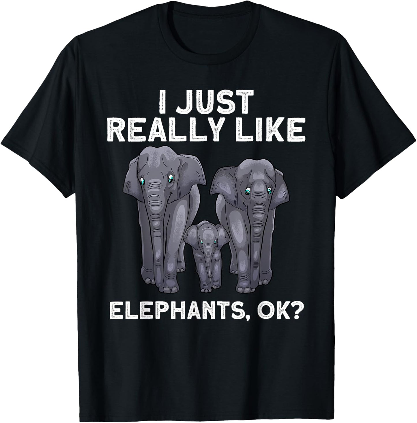 Cute Elephant Women Kids Land Animal Elephant Lover T-Shirt - T-Shirt | Black