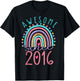 Awesome Since 2016 7th Birthday Rainbow Gifts Born In 2016 T-Shirt - T-Shirt | Black